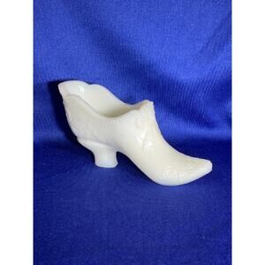 Vintage Milk Glass with Ribbon and Flowers on Toe